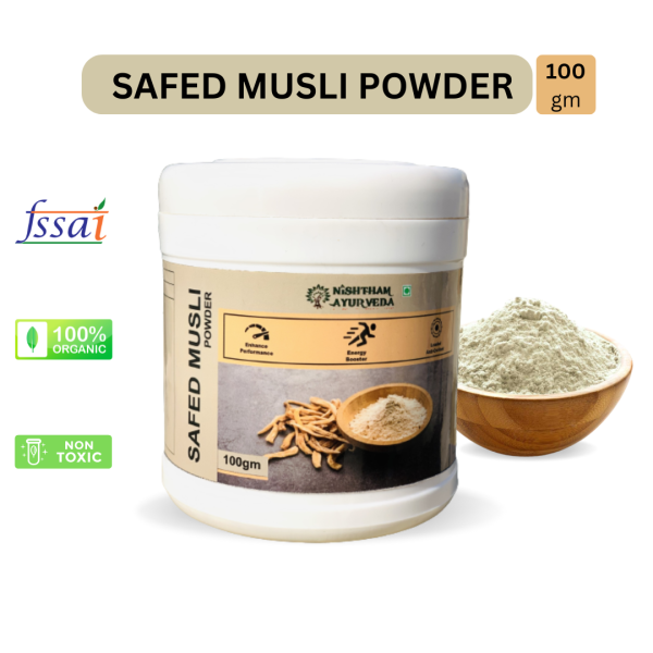 SAFED MUSLI POWDER 100gm Nishtham Ayurveda Fusion of Science & Nature